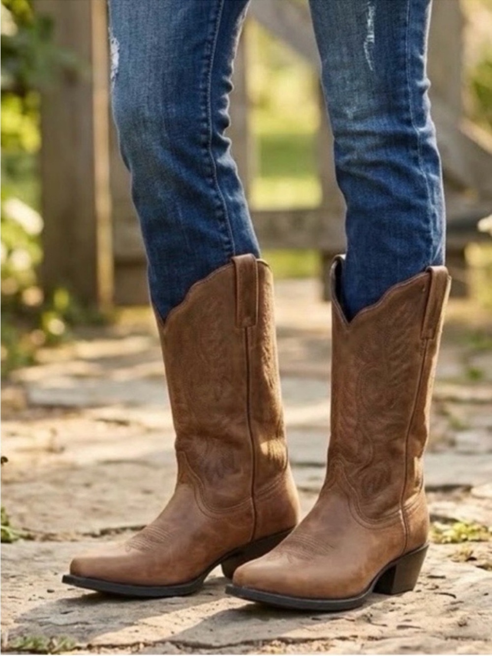 ✨NWT Masterson Boot Co Distressed Brown R Toe Western Cowboy Boots Women's 6.5W